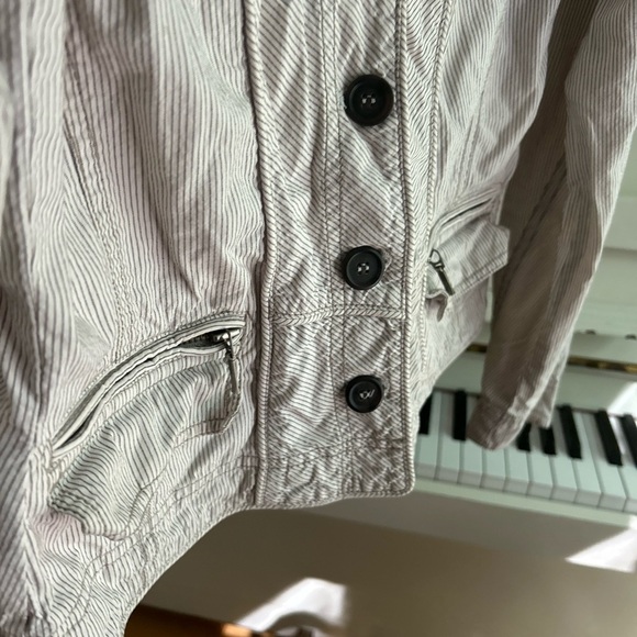Sandwhich Stylish Boho Pinstripe White Jean Jacket 36 - Picture 13 of 16